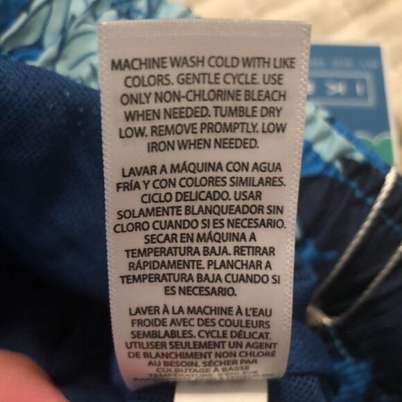 Ike Behar XL Navy Light Blue Pink Tidal Palm Tropical Swim Board Shorts - Picture 10 of 12